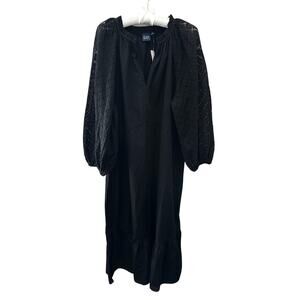 GAP | Tall Black Lace Balloon Sleeve Ruffle Midi Dress NWT Whimsigoth | XL